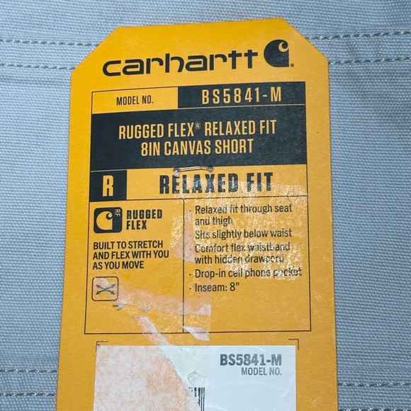 Carhartt Big Man Rugged Flex Relaxed Fit Canvass 8in Grey Shorts 52 waist NWT - Picture 8 of 8